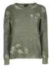 Avant Toi Textured Cashmere Sweater With Artistic Patterns In Green