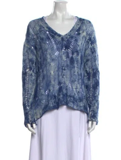 Pre-owned Avant Toi Cashmere Tie-dye Print Sweater In Blue