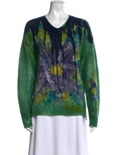 Pre-owned Avant Toi Cashmere Tie-dye Print Sweater In Green