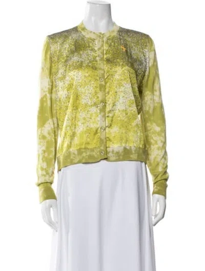 Pre-owned Avant Toi Cashmere Tie-dye Print Sweater In Green/yellow
