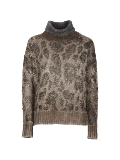 Avant Toi Cashmere Jacquard Turtleneck Sweater In Neutral