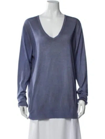 Pre-owned Avant Toi Cashmere V-neck Sweater In Blue