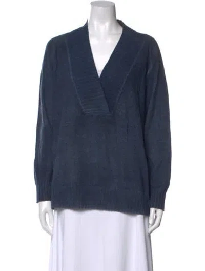 Pre-owned Avant Toi Cashmere V-neck Sweater In Blue