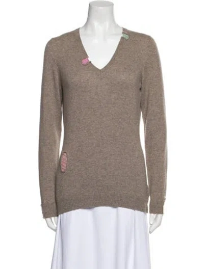 Pre-owned Avant Toi Cashmere V-neck Sweater In Neutral