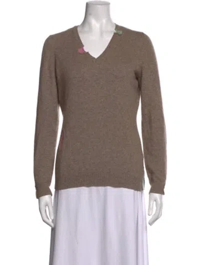 Pre-owned Avant Toi Cashmere V-neck Sweater In Neutrals