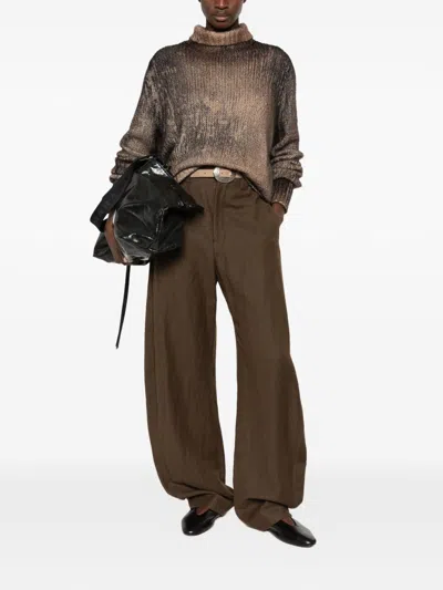 Avant Toi Chunky Knit Gradient Turtleneck Sweater In Brown