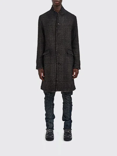 Avant Toi Hand Painted Prince Of Wales Rever Coat In Black