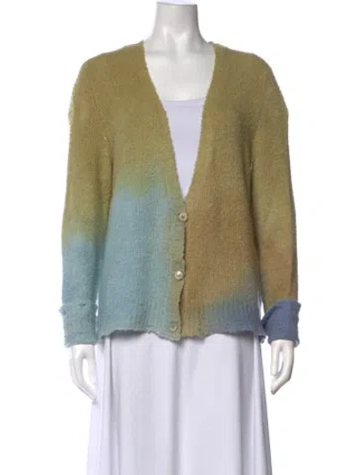 Pre-owned Avant Toi Colorblock Pattern V-neck Sweater In Green