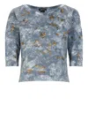 Avant Toi Contrasting Color Pattern Cotton Sweater In Blue