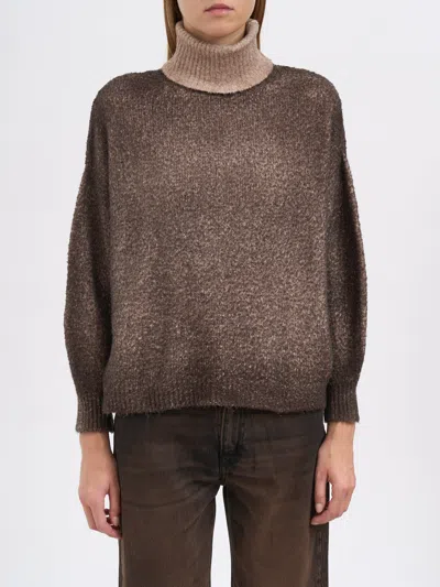 Avant Toi Cotton High Neck Sweater In Brown