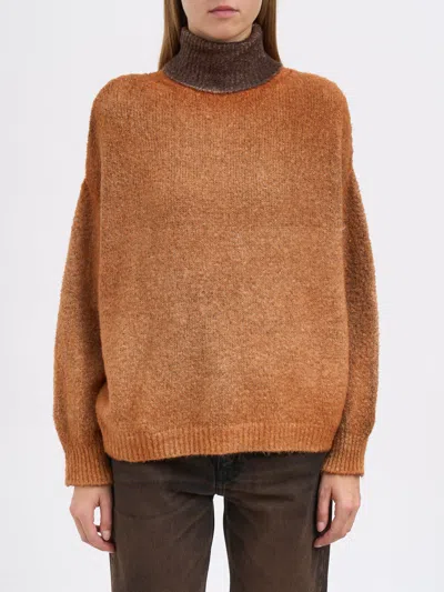 Avant Toi Cotton High Neck Sweater In Brown