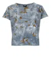 Avant Toi Cotton Sweater With Contrasting Pattern In Blue