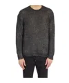 Avant Toi Crew Neck Sweater In Cotton And Linen In Black