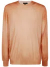 Avant Toi Two Colors Ultralight Cashmere And Wool Round Neck Pullover In Brown