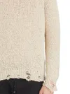 Avant Toi Crew Neck Sweater In Destroyed Cotton And Linen