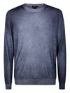Avant Toi Two Colors Ultralight Cashmere And Wool Round Neck Pullover Clothing In Blue