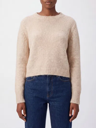 Avant Toi Crewneck Jumper In Cashmere And Silk With An Abstract Pattern In Beige