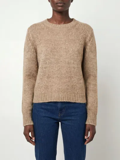 Avant Toi Crewneck Jumper In Cashmere And Silk With An Abstract Pattern In Brown
