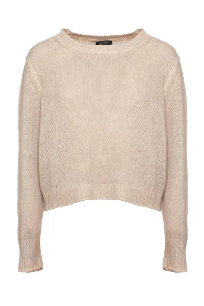 Avant Toi Cropped Cashmere Sweater With Ribbed Edges And Relaxed Fit In Animal Print
