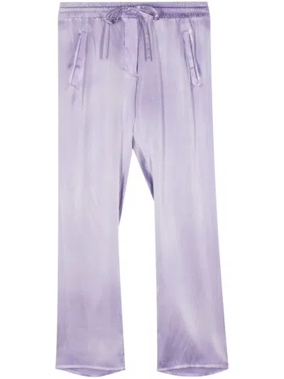 Avant Toi Cropped Silk Trousers In Purple