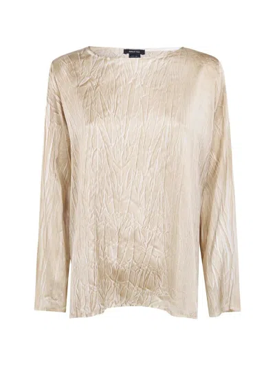 Avant Toi Crumpled Effect Stretch Silk Blouse In Neutral