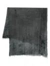 Avant Toi Daisy Print Scarf With Fringes 140x140 In Grey