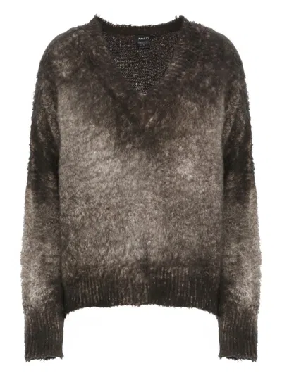 Avant Toi Deep V-neck Cotton Blend Sweater In Black
