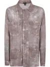 Avant Toi Dirty Effect Linen And Cotton Net Fabric Shirt With Pockets In Nutmeg