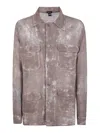 Avant Toi Dirty Effect Linen And Cotton Net Fabric Shirt With Pockets In Marrón
