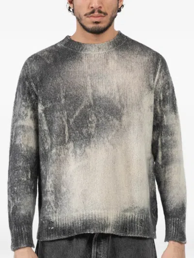 Avant Toi Distressed Crew-neck Sweater In Gray