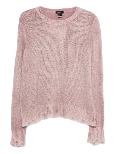 Avant Toi Distressed Knit Sweater In Pink