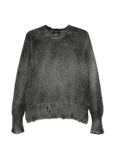 Avant Toi Distressed Mélange-effect Sweater In Gray