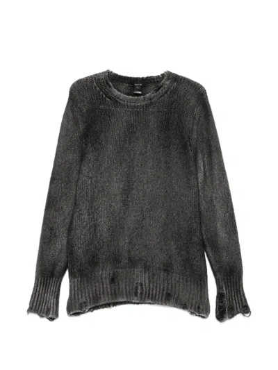 Avant Toi Distressed Spray-effect Sweater In Multi