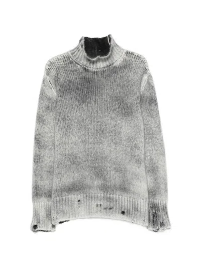 Avant Toi Distressed-detail Sweater In Gray