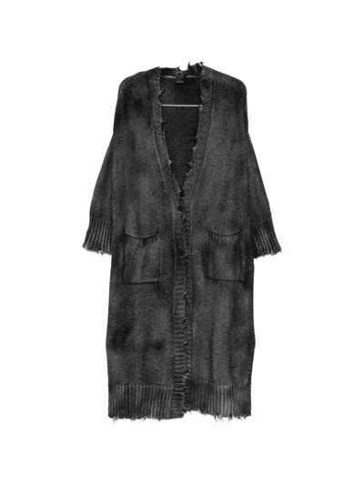 Avant Toi Distressed-effect Longline Coat In Black