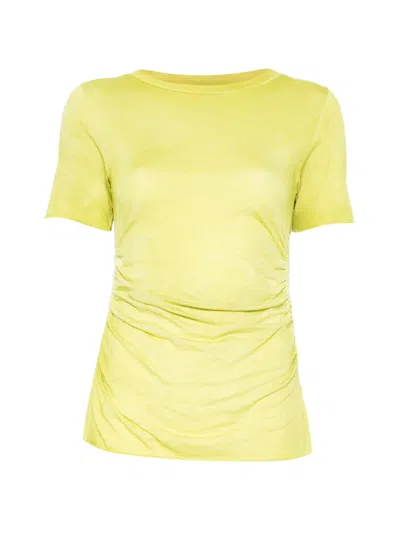 Avant Toi Draped-detail T-shirt In Yellow