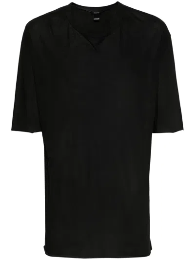 Avant Toi Drop-shoulder Cotton T-shirt In Black