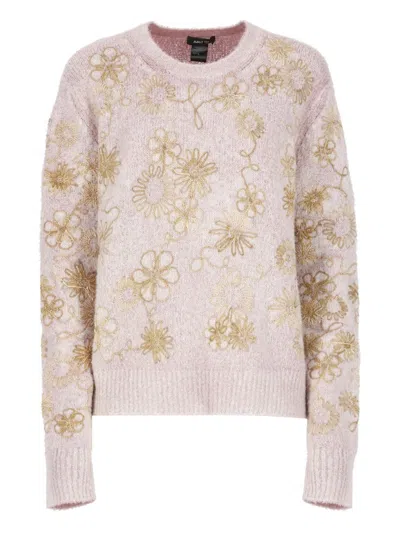 Avant Toi Embossed Floral Pattern Cotton Sweater In Purple