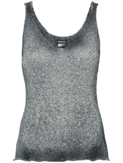 Avant Toi Faded Sleeveless Top In Black
