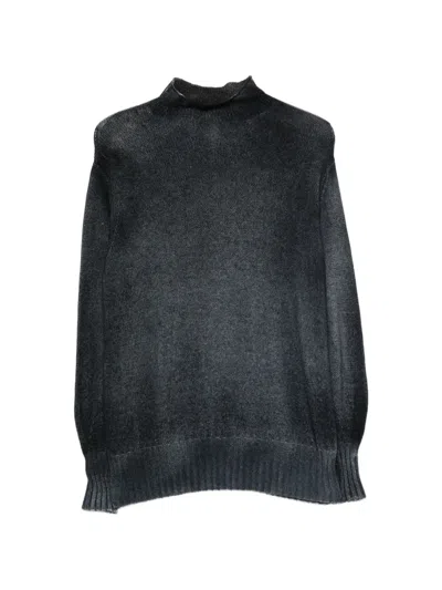 Avant Toi Faded-effect Mock-neck Sweater In Blue