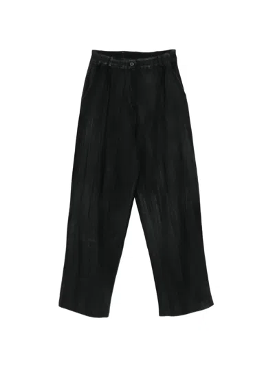 Avant Toi Faded-effect Pleated Trousers In Black