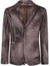 Avant Toi Felted Rever Jacket With Black Brush Strokes Effect In Brown