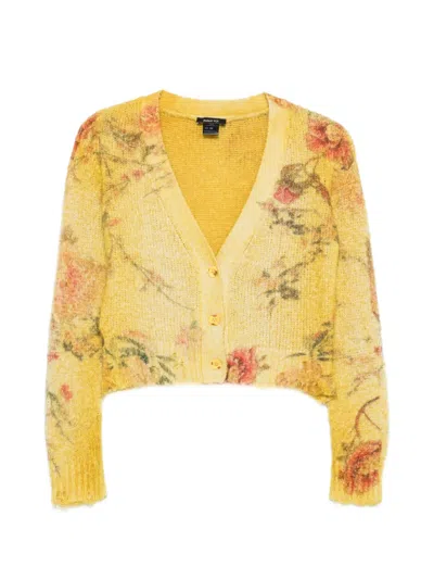 Avant Toi Floral Cardigan In Yellow