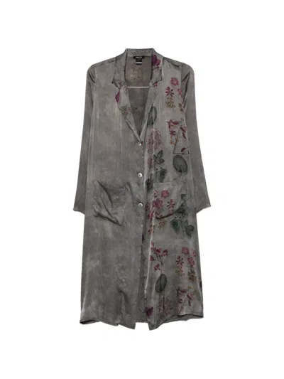 Avant Toi Floral Print Coat In Gray