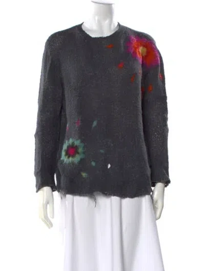 Pre-owned Avant Toi Floral Print Crew Neck Sweater In Gray