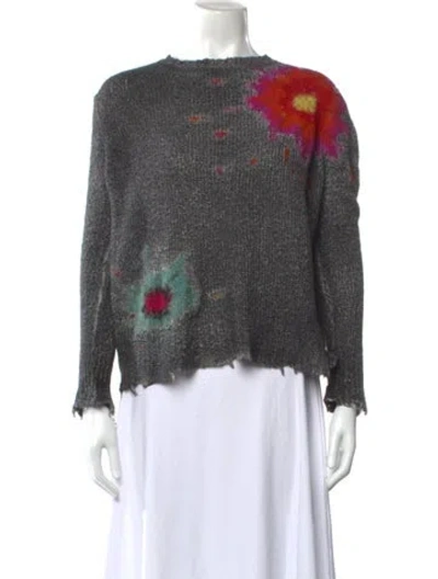 Pre-owned Avant Toi Floral Print Crew Neck Sweater In Gray