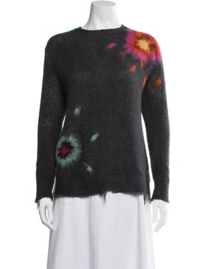 Pre-owned Avant Toi Floral Print Crew Neck Sweater In Grey