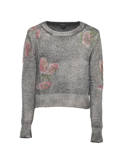 Avant Toi Floral-embroidered Sweater In Gray