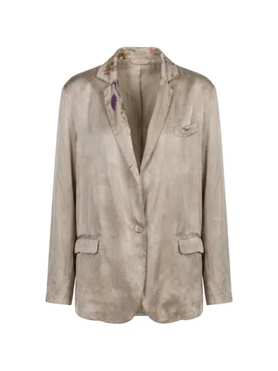 Avant Toi Floral-print Patchwork Jacket In Neutral
