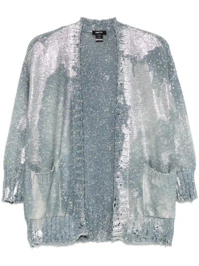 Avant Toi Foil-print Cardigan In Blue